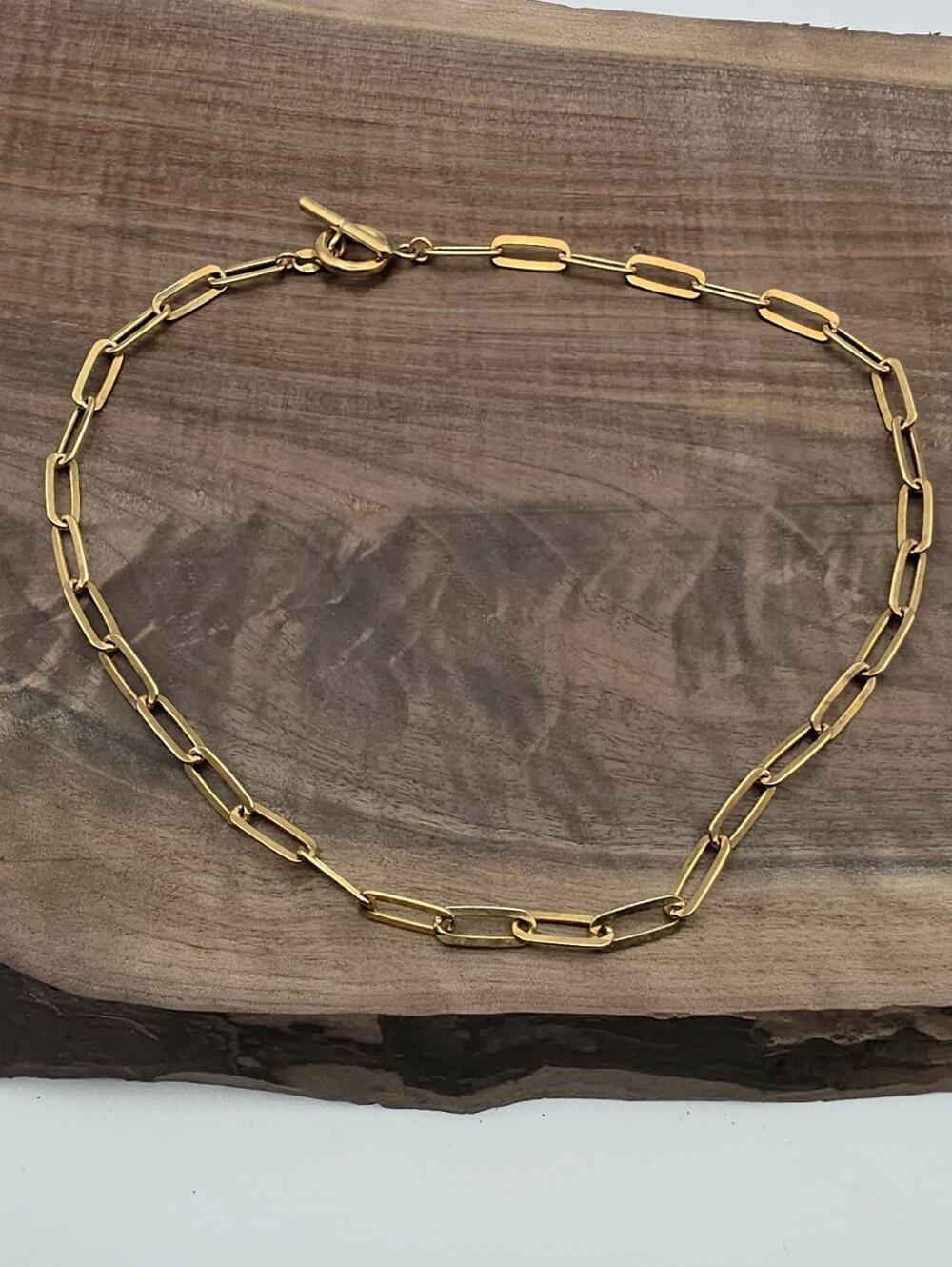 KARIZA 18k Gold Vermeil Sterling Silver Paperclip Chain Choker Collar Necklace